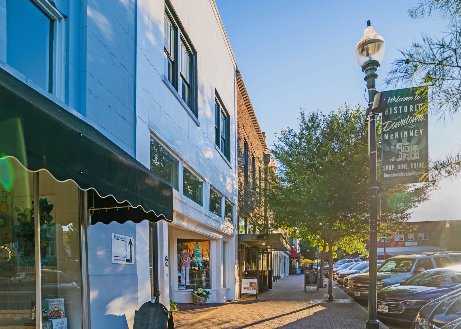 Sunrise over the historic downtown square in McKinney, Texas